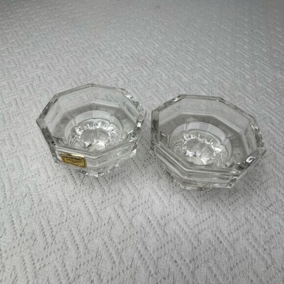 Set Of 2 Luminarc Genuine Crystal Candle Holders 1.75" tall Clear Glass Octime - Picture 3 of 11